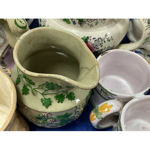 1141 - XIX Century Ceramic Jugs, armorial plate, etc:- One Tray