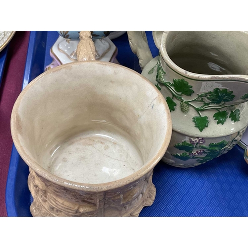 1141 - XIX Century Ceramic Jugs, armorial plate, etc:- One Tray