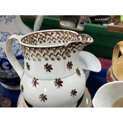 1141 - XIX Century Ceramic Jugs, armorial plate, etc:- One Tray