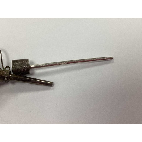 21 - A Dainty Hallmarked Silver Scent Flask, textured to the front, complete with a funnel.