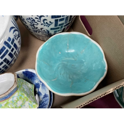 1162 - Oriental - Ginger jars, pot pourri, Chinese bowls, other ceramics:- One Box.