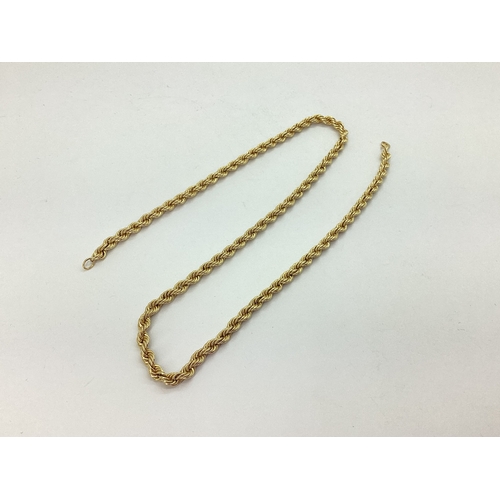 91 - A Modern 14ct Gold Ropetwist Chain, (lacking clasp).