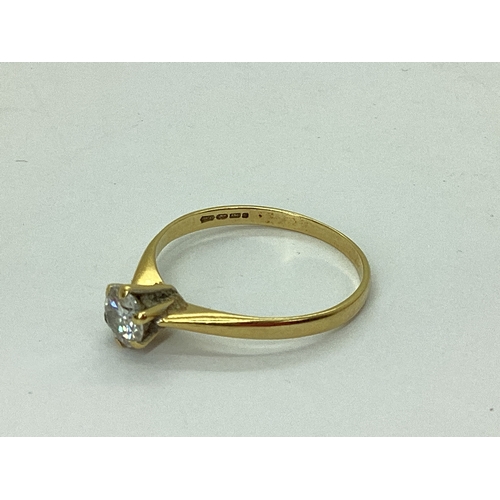 46 - A Single Stone Diamond Ring, the brilliant cut stone claw set, between tapered shoulders, stamped 