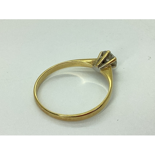 46 - A Single Stone Diamond Ring, the brilliant cut stone claw set, between tapered shoulders, stamped 