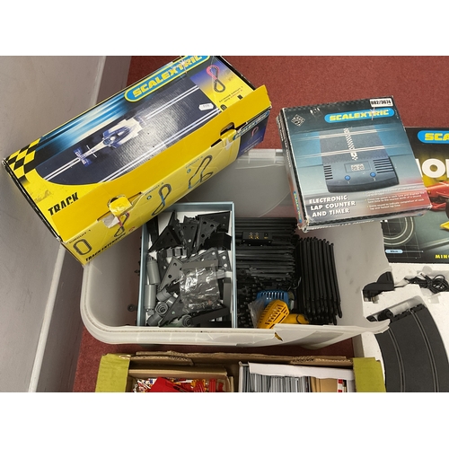 410 - Scalextric interest to include Mighty Metro and Monaco slot car sets, four unboxed slot cars, track,... 