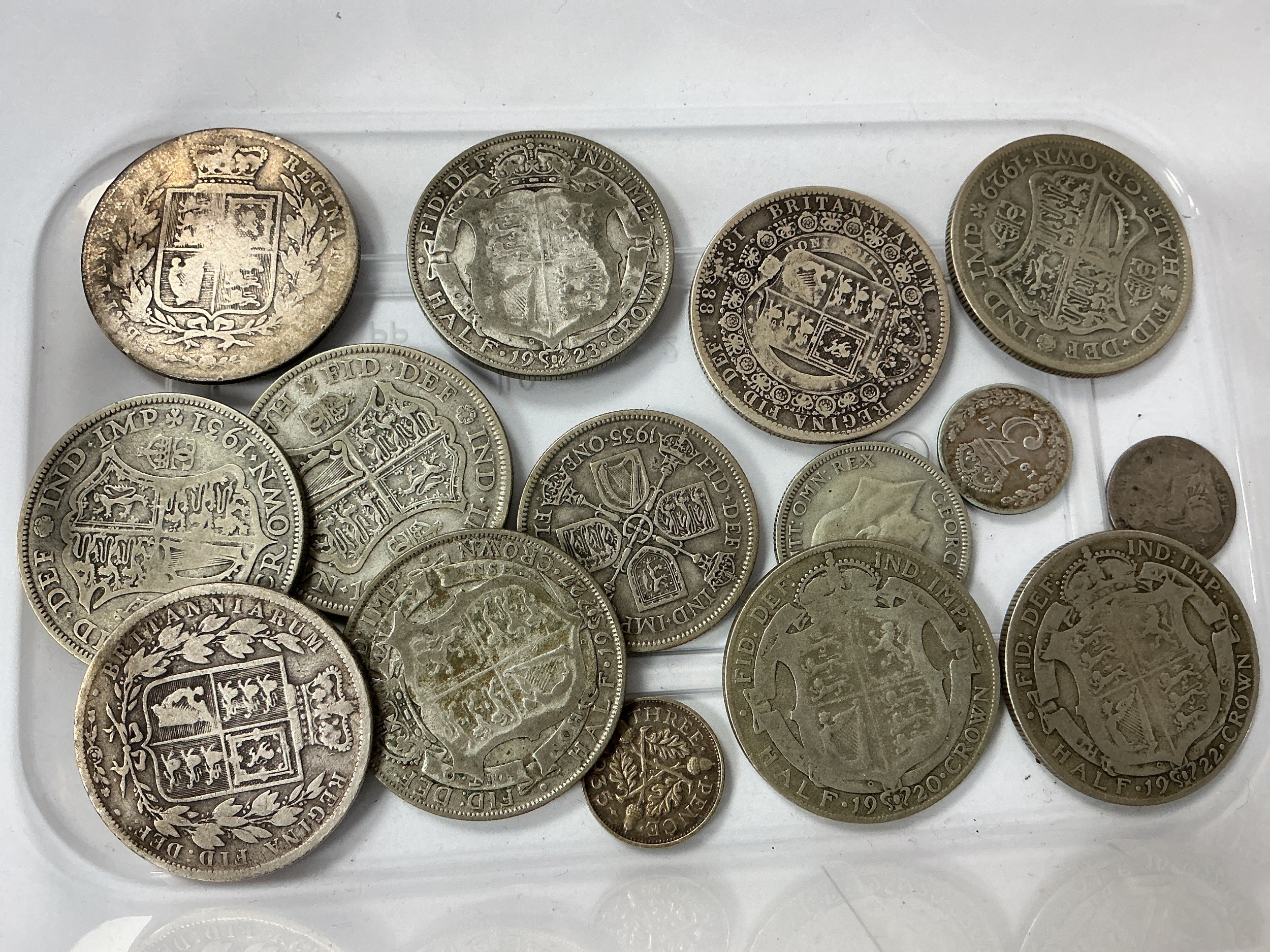 GB Pre 1947 And XIX Century Silver Coins, includes three Victorian Half ...