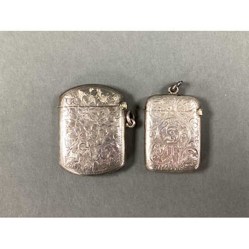 19 - A Chester Hallmarked Silver Foliate Patterned Vesta Case, initialled to centre, Smith & Bartlam, 191... 