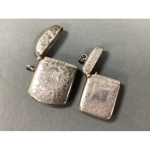 19 - A Chester Hallmarked Silver Foliate Patterned Vesta Case, initialled to centre, Smith & Bartlam, 191... 