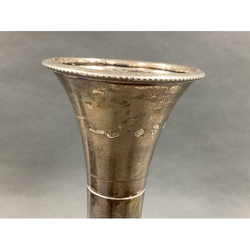 31 - A Hallmarked Silver Filled Spill Vase, A T Cannon Ltd, Sheffield 1978, approximately 21.5cm tall (de... 