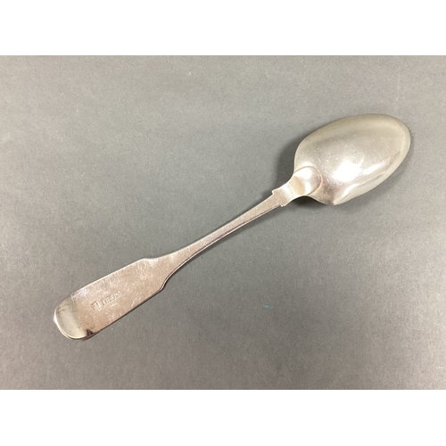 6 - A Dublin Hallmarked Silver Fiddle Pattern Serving Spoon, Carden Terry & Jane Williams, 1812, monogra... 