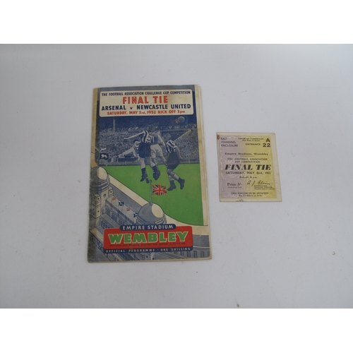 946 - 1952 F.A. Cup Final Arsenal v. Newcastle United Ticket for East Standing Enclosure plus programme (r... 