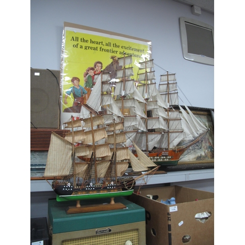 1133 - Fragata Siglo XVIII Fully Rigged Model Clipper Ship, approx 104cm long, another smaller (2).