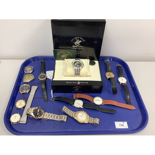 170 - Beverley Hills Polo Club Gent's Wristwatch, in original box; together with Accurist, Sekonda, Timex,... 