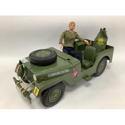 663 - An Original 1970's Action Man by Palitoy with flock hair, fixed eyes and scar to cheek (faults inclu... 