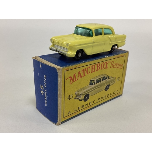 879 - A Matchbox 'Lesney' No.45 diecast model Vauxhall Victor. Some chipping and slight paint loss to pass... 