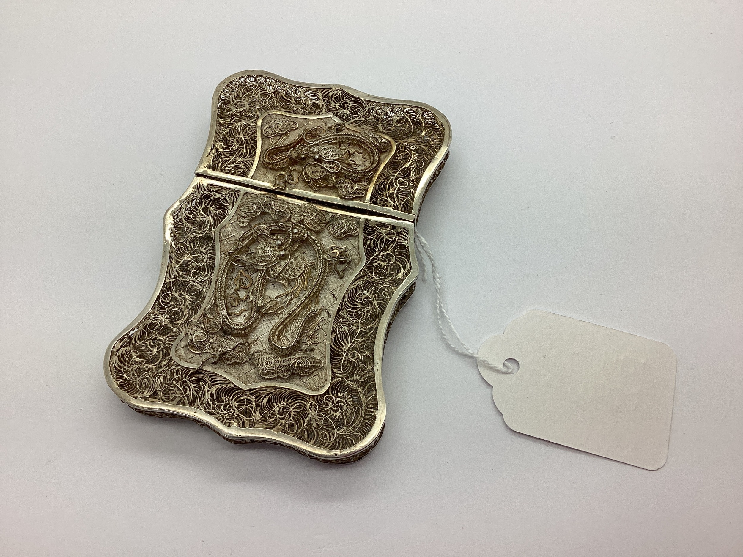 An Ornate Vintage Filigree Card Case, of rectangular form with waved ...