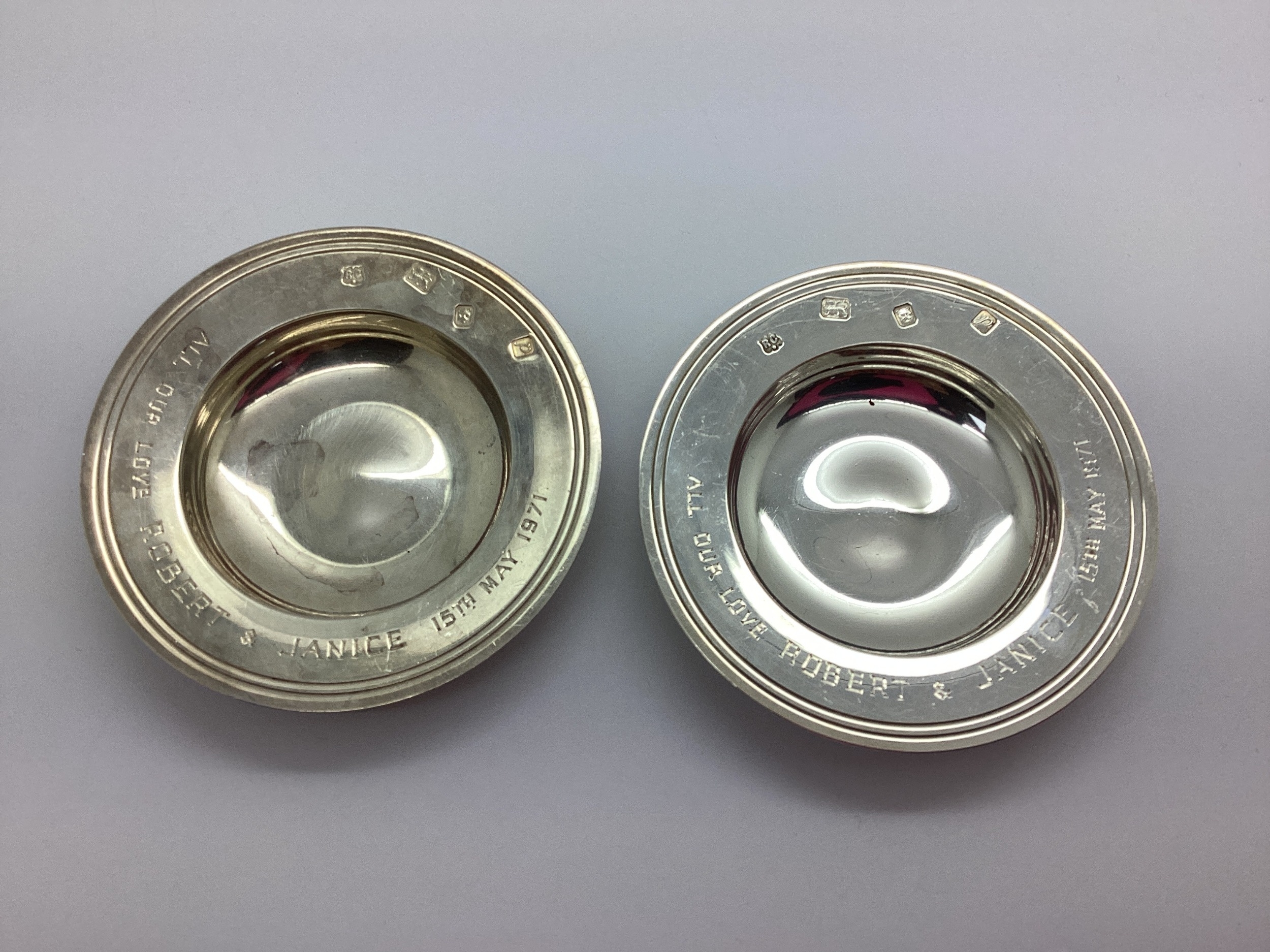 A Pair of Hallmarked Silver 'Armada' Trinket Dishes, RC, London 1970 ...