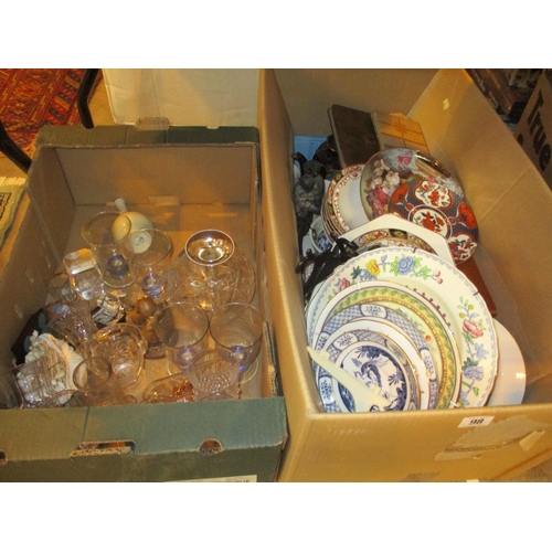 98 - Two Boxes of Ceramics, Glass and Crystal