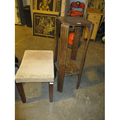 763 - 1930's Oak Plant Table and a Dressing Stool