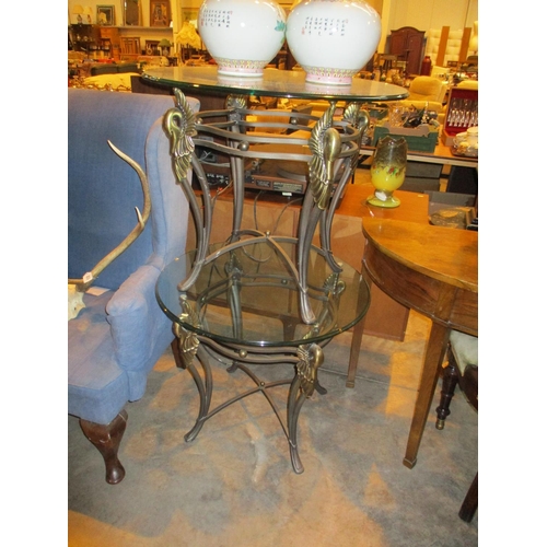 774 - Pair of Cast Metal and Glass Lamp Tables