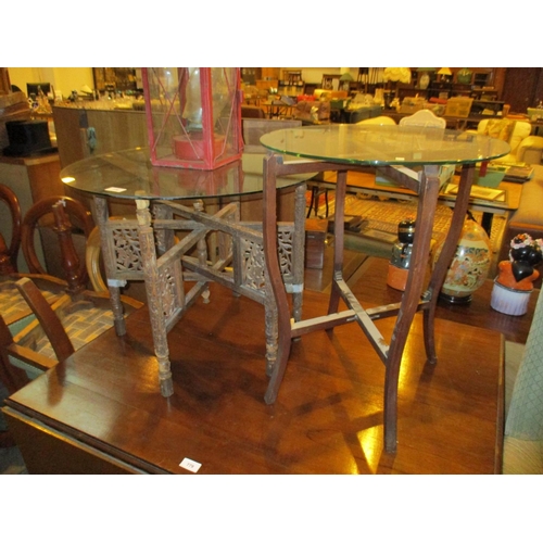 778 - Two Folding Base Glass Top Lamp Tables