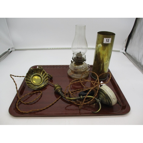 12 - Brass Shell Case Vase, Oil Lamp, Wall Light, Shell Frame and Victorian Hem Clip