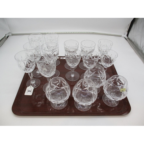 2 - Two Sets of 6 Crystal Wine Glasses and 4 Brandy Goblets