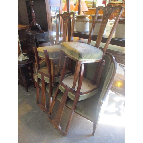 67 - Edwardian Inlaid Parlour Settee and 4 Chairs