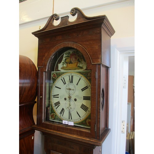 68 - 19th Century Inlaid Mahogany 8 Day Longcase Cock having a Painted Arch Top Dial by John Wilson Kilma... 