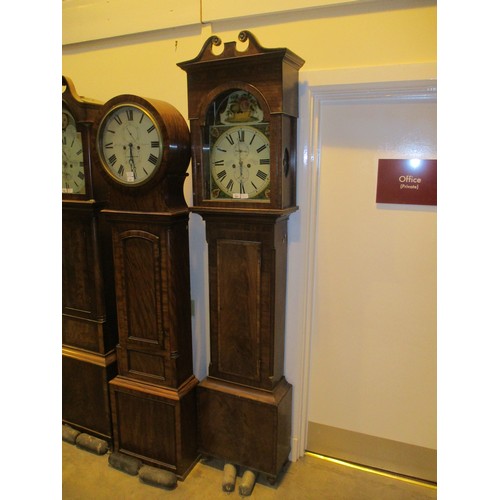 68 - 19th Century Inlaid Mahogany 8 Day Longcase Cock having a Painted Arch Top Dial by John Wilson Kilma... 