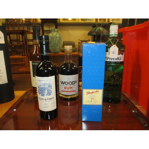 12 - The Wine Society Cognac VSOP, Woods Rum, Glenfarclas 12 Years, Pedro Ximinez and Gordons Gin