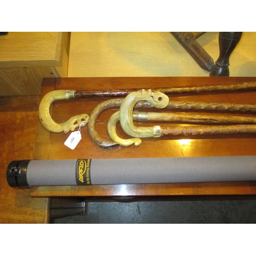 167 - Airflo Fly Rod, 3 Walking Sticks and Crook