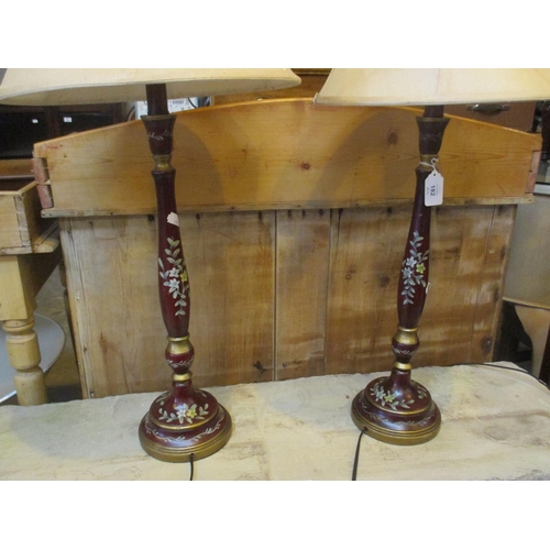 182 - Pair of Decorative Pillar Table Lamps with Shades