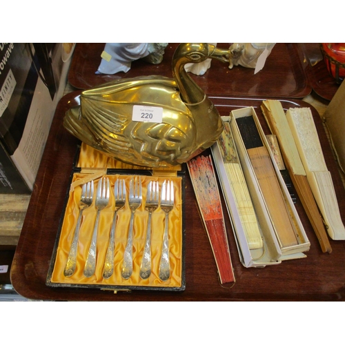 220 - Six Fans, Pastry Forks and a Brass Duck Box