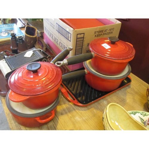 223 - Four Le Creuset Pots and Griddle Pan