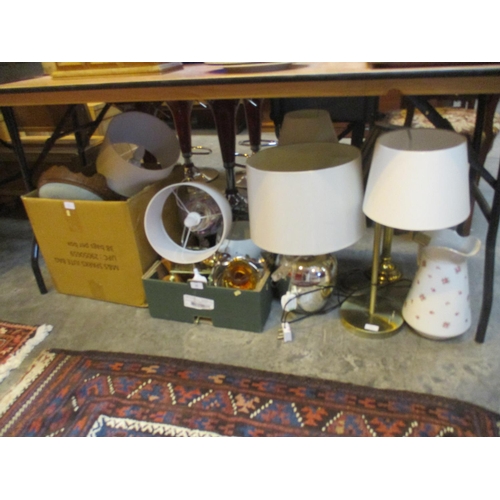 50 - Various Lamps, Foot Stool, China, Glass etc
