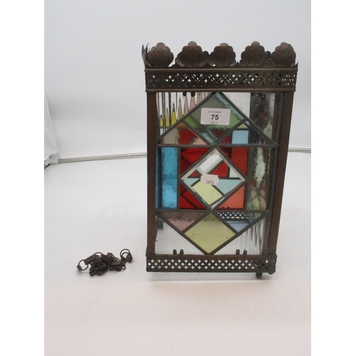 75 - Leaded and Stained Glass Hall Lantern