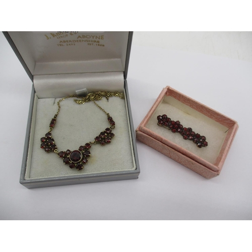 519 - Silver and Garnet Necklace and Garnet Brooch