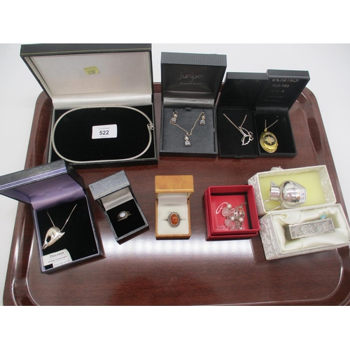 522 - Collection of Silver and Other Jewellery, Small Jug and Lipstick