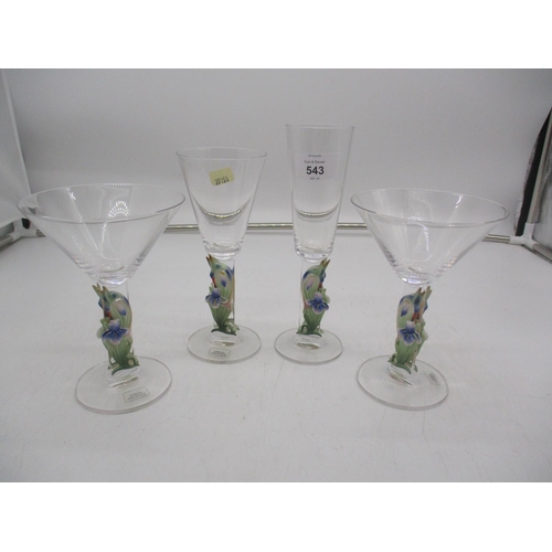 543 - Four Franz Porcelain and Crystal Champagne Glasses