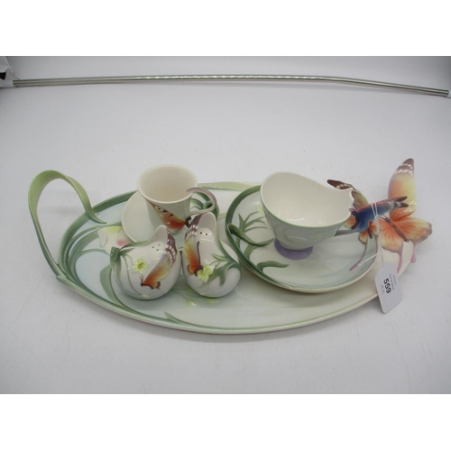 559 - Franz Porcelain Kingfisher 7 Piece Cabaret Set