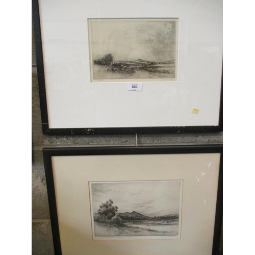 580 - Jackson Simpson, 2 Etchings of Benachie