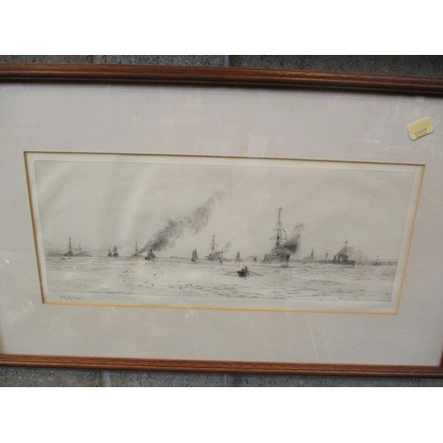 582 - W. L Wyllie, 2 Etchings of War Ships and Sailing Ships