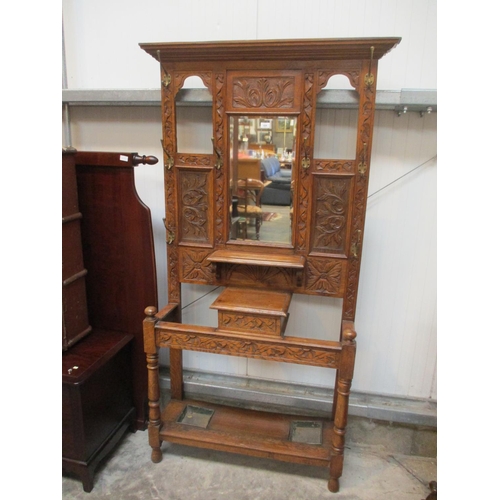 628 - Victorian Carved Oak Hall Stand, 92cm