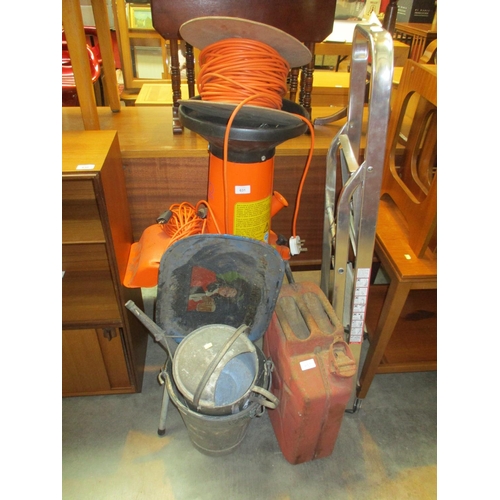 631 - Alko Shredder, Step Ladder, Watering Can, Bucket, Petrol Can and McEwans Tray