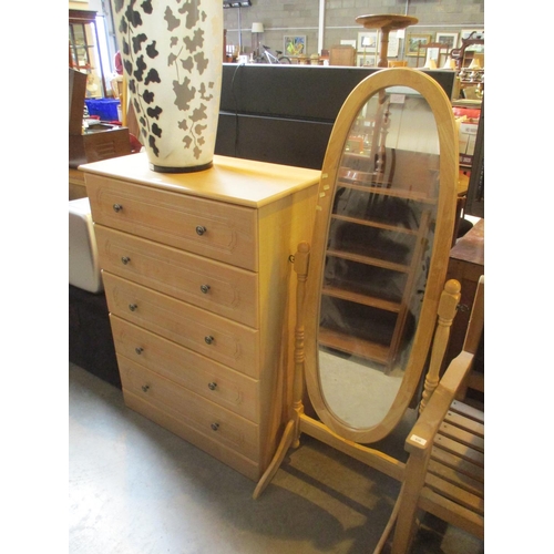 635 - Modern Chest of Drawers and a Cheval Mirror