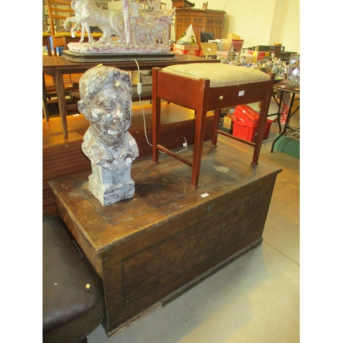 638 - Victorian Pine Trunk and Piano Stool