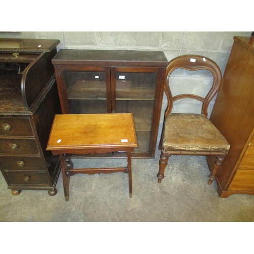 790 - Victorian Occasional Chair, Organ Stool and a Bookcase