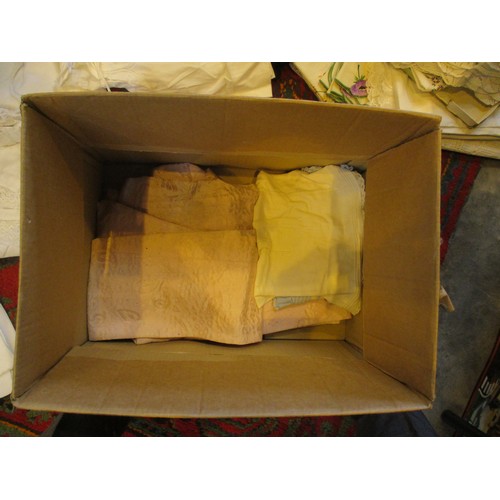 195 - Two Boxes of Linen, Toys, Evening Bags etc