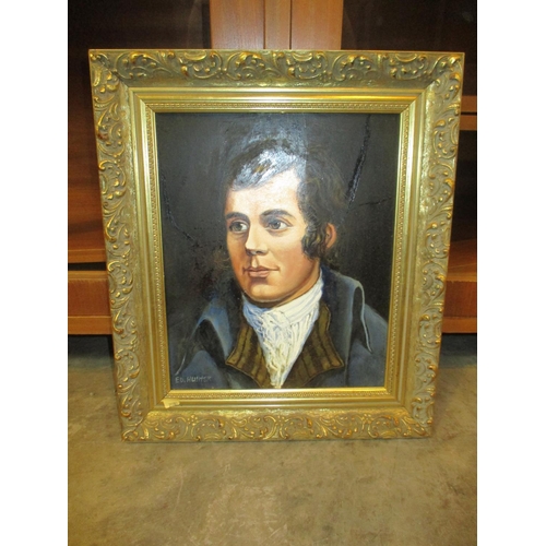 101 - ED Hunter Oil Painting of Rabbie Burns, 33x27cm